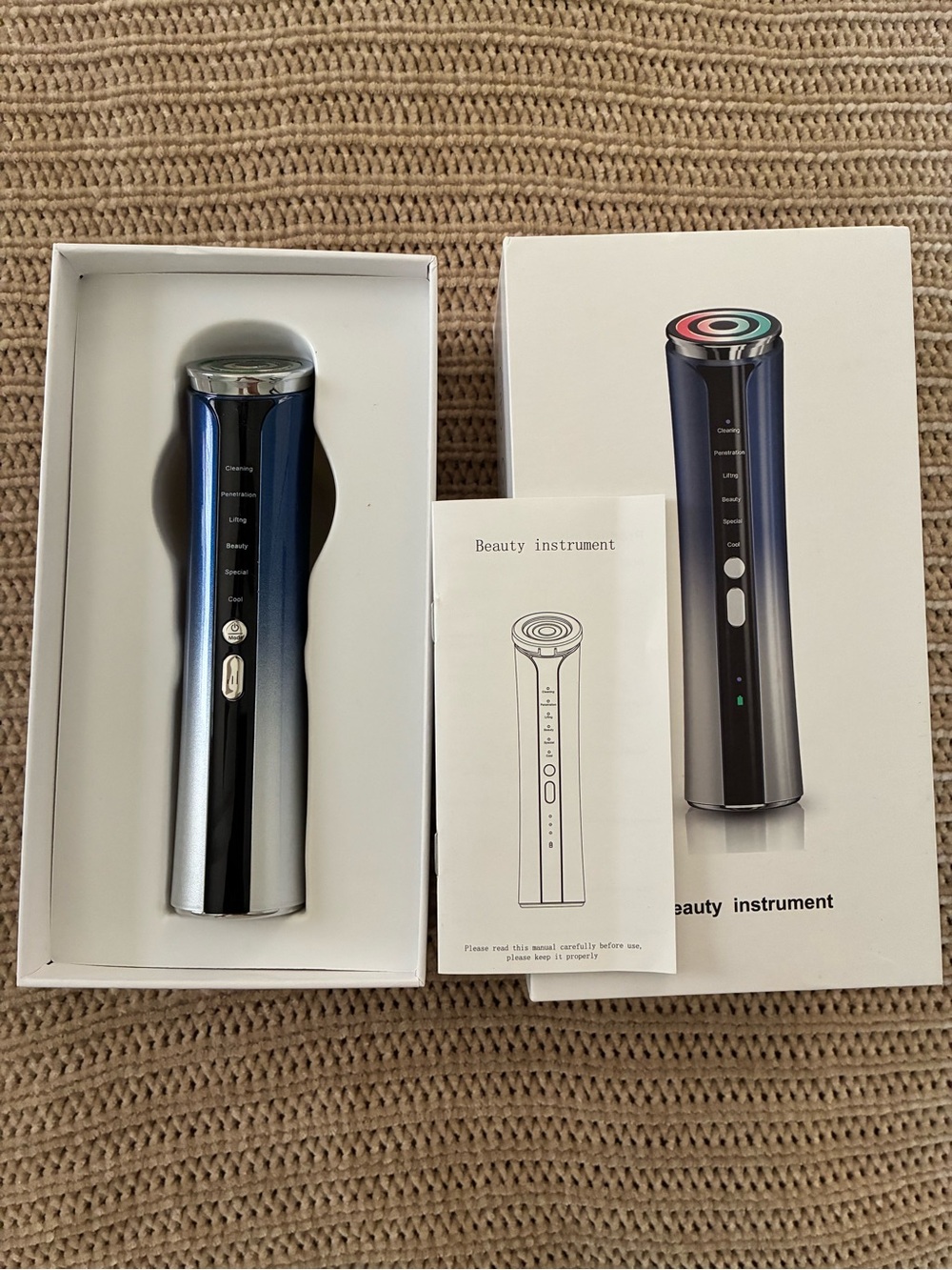 Portable Blue Facial Beauty Instrument - Multi-Mode Skin Care Device